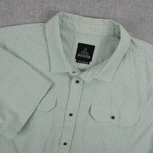 prAna Shirt Mens XL Green Pockets Hiking Outdoor Button Down Gorpcore